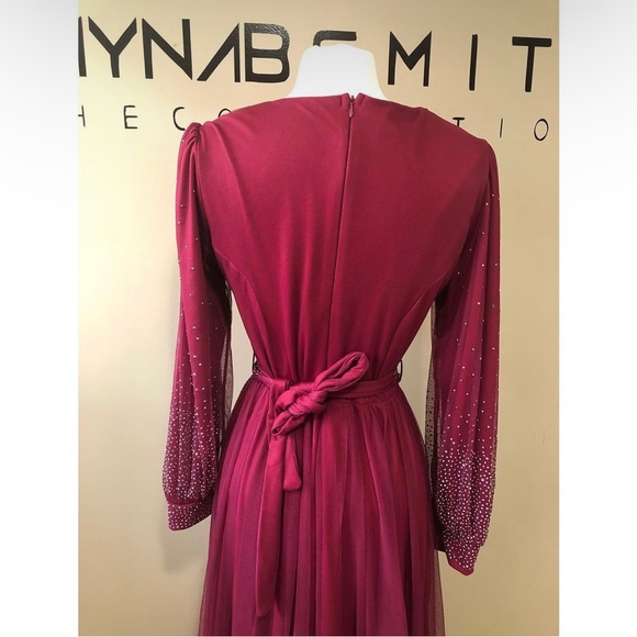 Burgundy Dress with Belt - Picture 7 of 16